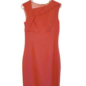 Elie Tahari Cross Hem Empire Waist Coral Cocktail Formal Sheath Dress. Size 6